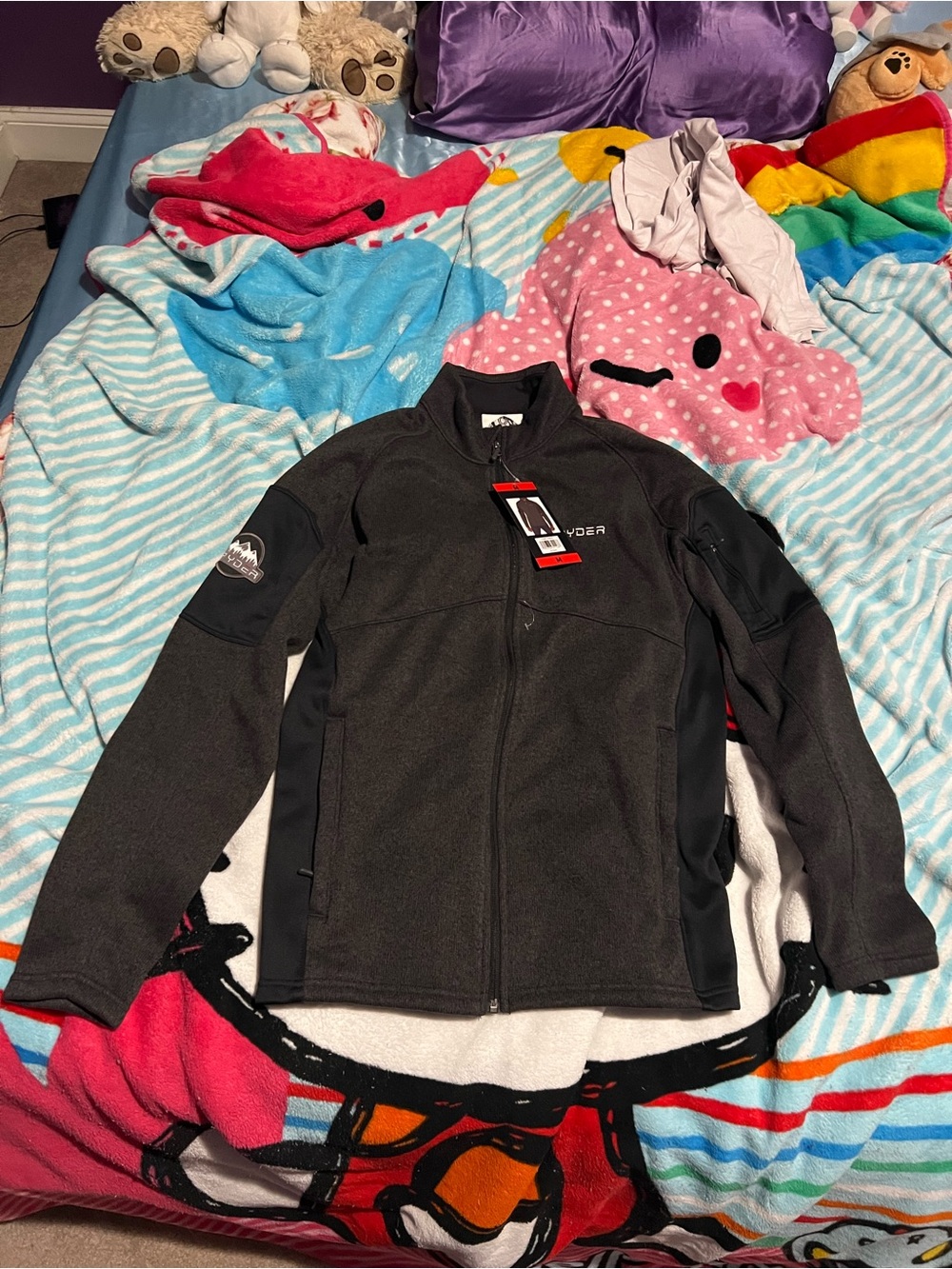 dark grey spyder men’s fleece jacket size M